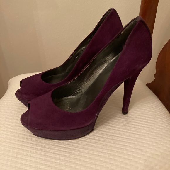 Stuart Weitzman Purple Peep Toe Platform Pumps - Picture 5 of 7